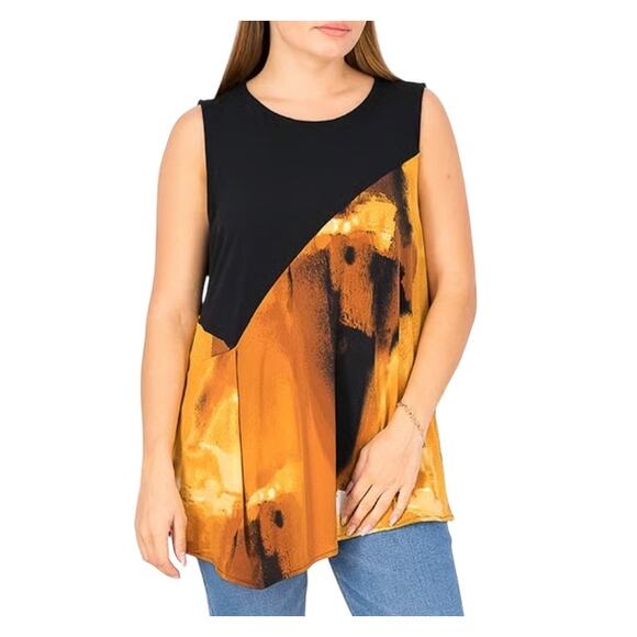 Alfani Sleeveless Tunic Top Colorblock Asymmetric - Picture 5 of 8